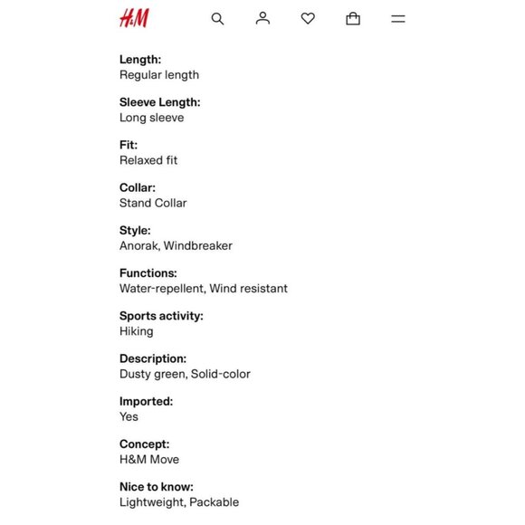 H&M Men's Size L Windproof Water-Repellent Hooded Jacket Relaxed Anorak $74 - Picture 5 of 14